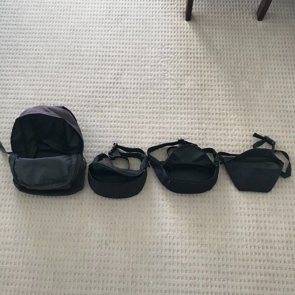 Manhattan Portage Backpack Waist Body Shoulder Bag Fanny Pack Bundle (Black)